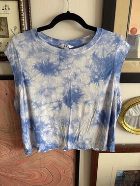 JoyLab Blue & White Tie-Dye Muscle Tee